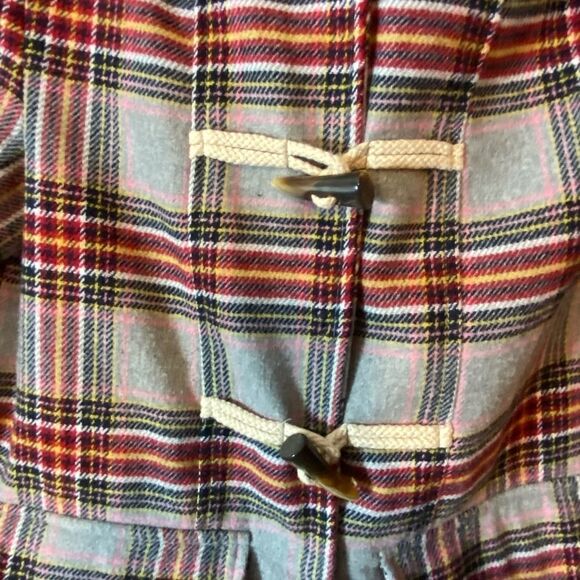 Brown With Red and black plaid fur trimmed Hood  Small - Picture 6 of 10